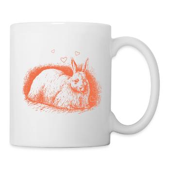 Lapin rétro avec coeurs lapin de Pâques - Mug blanc - blanc - Droite