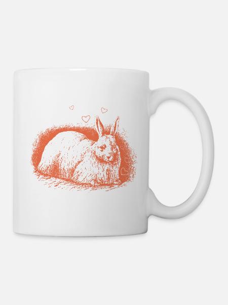 Retro Bunny with Hearts Easter Bunny - Mug - white