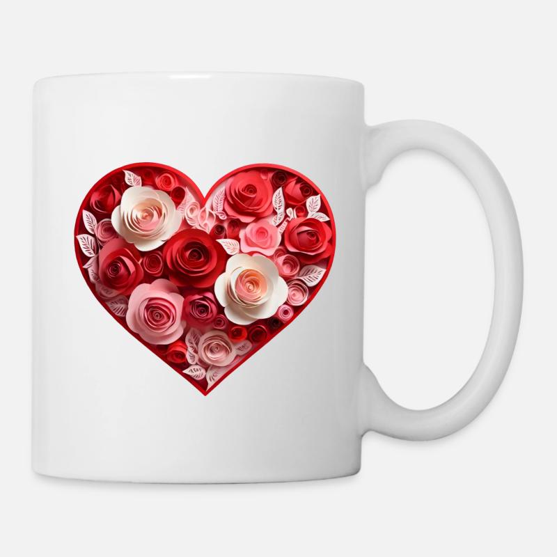 Rosenherz - Tasse - Weiß