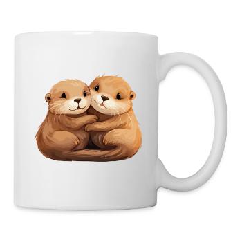 Otter Love Hugging Holding Hands Cuddling - Mug - white - Right