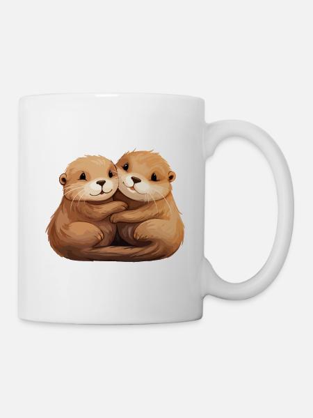 Otter Liebe Umarmen Sich Halten Händchen Kuscheln - Tasse - Weiß