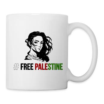 FREE PALESTINE Design mit stolzer Frau - Tasse - Weiß - Rechts