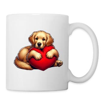 Chien de laboratoire mignon étreignant un oreiller rouge - Mug blanc - blanc - Droite