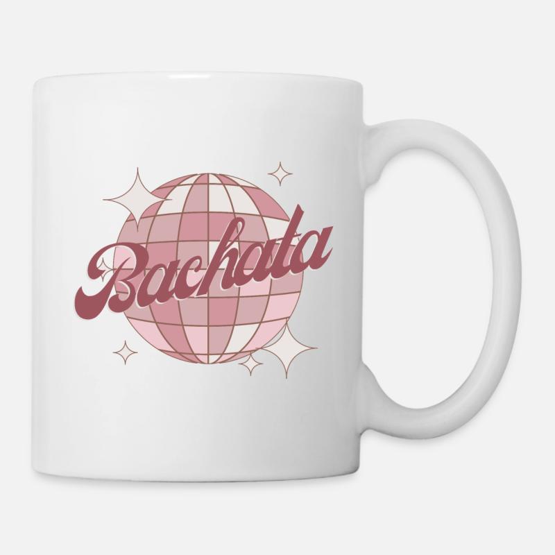 Bachata Dance Retro Comic Disco Ball Pink - Mug - white