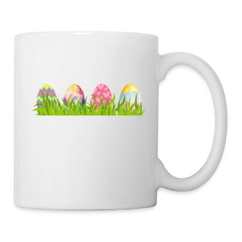 Colorful easter eggs in a meadow - Mug - white - Right