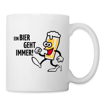 XEin Bier Geht Immer! (Bierchen Cartoon Smile 4C) - Tasse - Weiß - Rechts