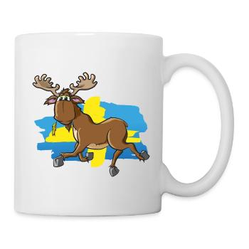 Lustiger Elch mit Schwedenflagge - Tasse - Weiß - Rechts