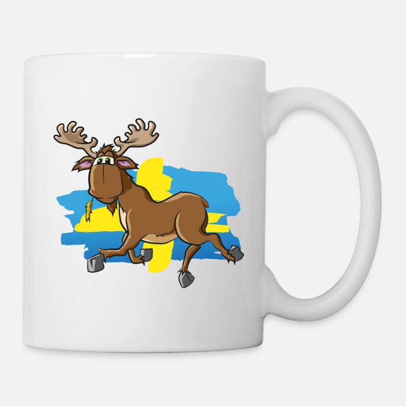 Lustiger Elch mit Schwedenflagge - Tasse - Weiß