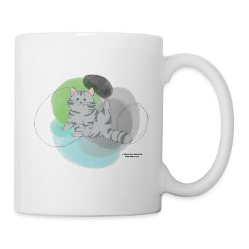 🐾 Grau getigerte Katze🐱Grün Blau - Tasse - Weiß - Rechts