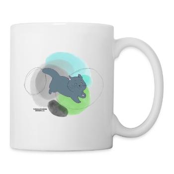 🐾 Schwarze Katze 🐈‍⬛ Grün Blau - Tasse - Weiß - Rechts