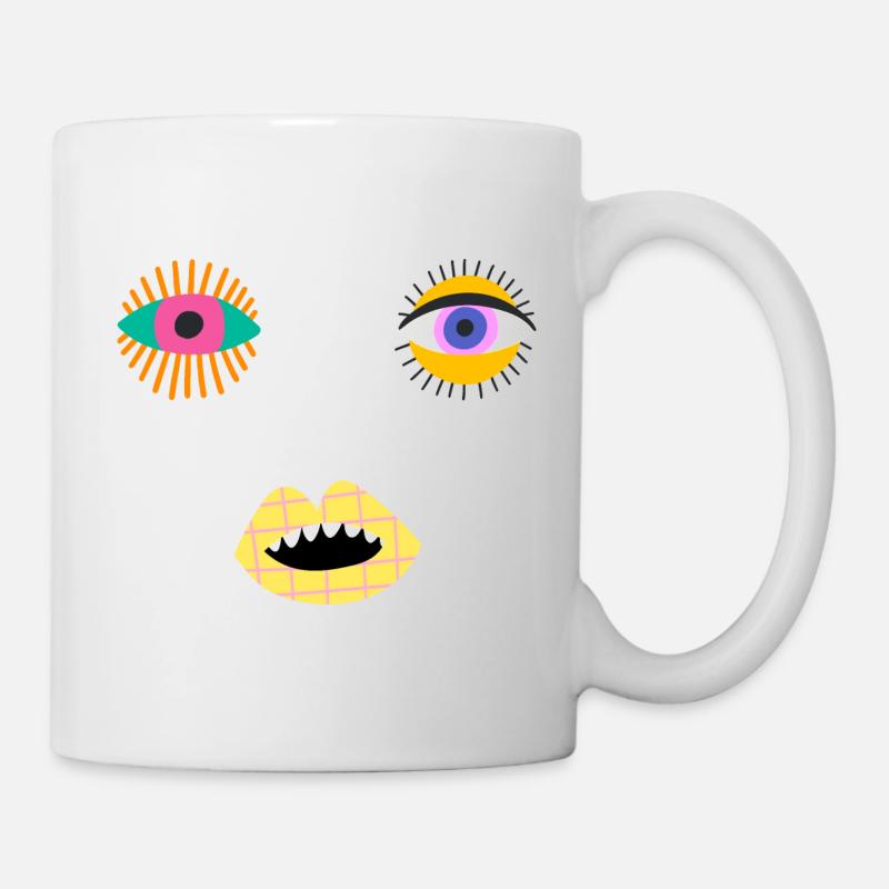 EVIL EYES Colorful Abstract Face - Mug - white