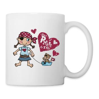 Kleine Piratin und Kapitän Bär - Tasse - Weiß - Rechts
