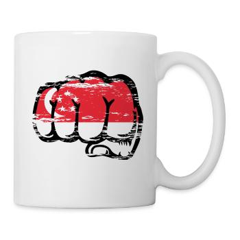Singapur Flagge Faust Hand used - Tasse - Weiß - Rechts
