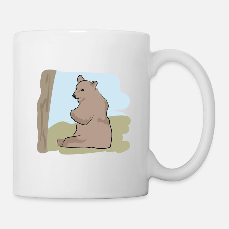 Illustriertes Design mit Bär - Tasse - Weiß