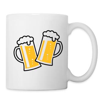 2 Maßkrüge Stoßen An (Bier / Bierseidel / 2C) - Tasse - Weiß - Rechts