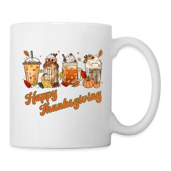 Happy Thanksgiving - Café rétro Citrouille Épice - Mug blanc - blanc - Droite