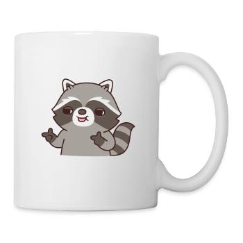 Raccoon Finger Gun Hand Gesture Funny - Mug - white - Right