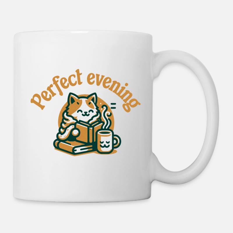 Katze Buch Tee Kaffee - Tasse - Weiß