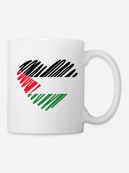 Drapeau de la Palestine en forme de cœur - Free Palestine - Mug blanc - blanc