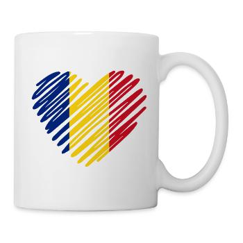 Coeur drapeau de la Roumanie - I Love Romania Design - Mug blanc - blanc - Droite