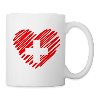 Schweiz Flagge Herz - I Love Switzerland - Tasse - Weiß - Rechts