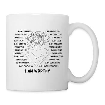 I Am Worthy – Positive Self-Love Design - Mug - white - Right