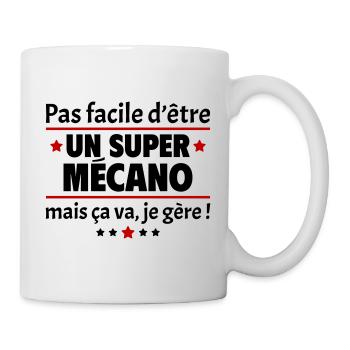 Pas facile d'être un super mécano, mécanique, noël - Mug blanc - blanc - Droite