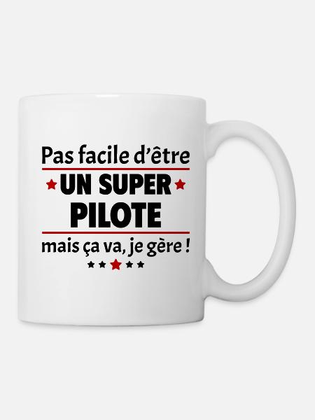 Pas facile d'être un super pilote, cadeau noël - Mug blanc - blanc