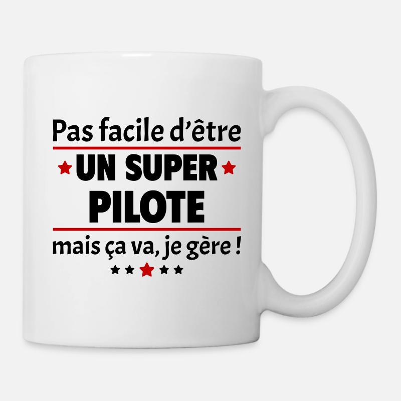 Pas facile d'être un super pilote, cadeau noël - Mug blanc - blanc