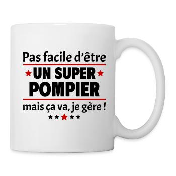 Pas facile d'être un super pompier, métier, noël - Mug blanc - blanc - Droite