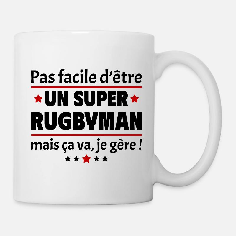 Pas facile d'être un super rugbyman, rugby, noël - Mug blanc - blanc