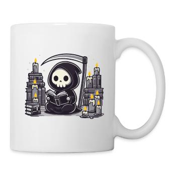 Grim Reaper Bookworm with Scythe - Mug - white - Right