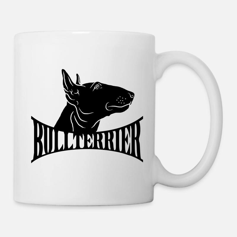Bullterrier Kopf mit Schriftzug - Tasse - Weiß