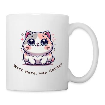 Travaillez dur, faites la sieste plus fort - Funny Cat Shirt - Mug blanc - blanc - Droite