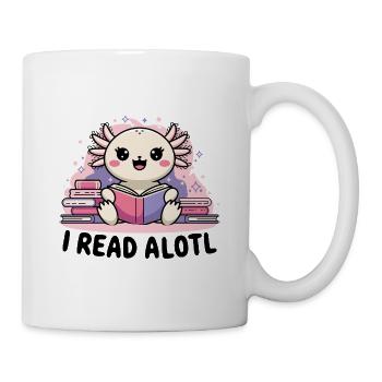 Ich lese Alotl - Süßer Axolotl Bücherwurm - Tasse - Weiß - Rechts
