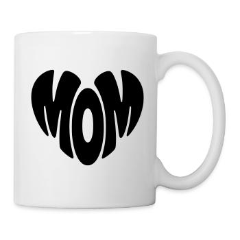 Mom Herz Form Mama Herzform Muttertag Geschenk - Tasse - Weiß - Rechts
