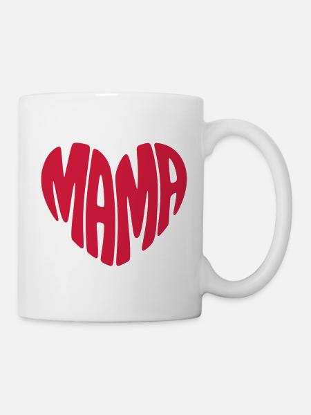 Mama Herz Form Mutter Herzform Muttertag Geschenk - Tasse - Weiß