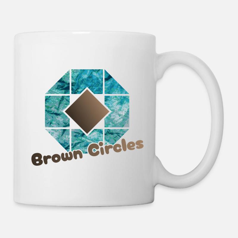 Abstract Octagon Brown Circles - Mug - white
