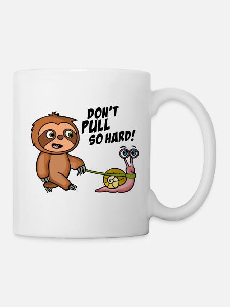 Don't pull so hard. Zieh nicht so. Helle Shirts - Tasse - Weiß