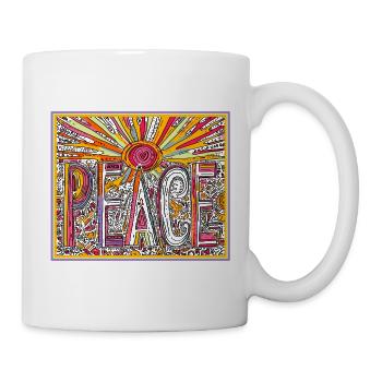 peace happy hippie no war - Mug - white - Right