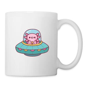 Niedlicher Axolotl, der ein Raumschiff fliegt - Tasse - Weiß - Rechts