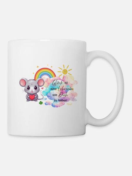 Süßes Maus-Design für die beste Lehrerin - Tasse - Weiß