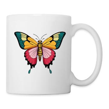 Papillon coloré sur fond de nature - Mug blanc - blanc - Droite