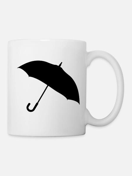 Silhouette de parapluie classique - Mug blanc - blanc