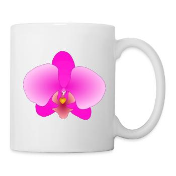 Rosa Orchidee - Tasse - Weiß - Rechts