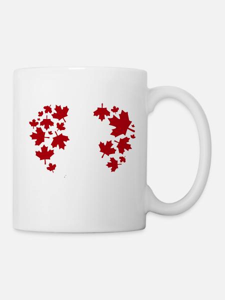 Ahornblatt Herzmuster - Tasse - Weiß