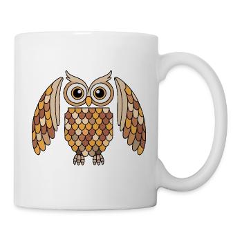 Whimsical Owl with Detailed Feather Pattern - Mug - white - Right