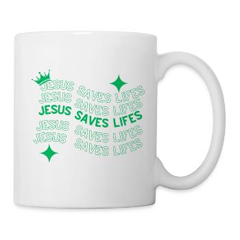 Jesus rettet Leben Inspirierendes Design - Tasse - Weiß - Rechts