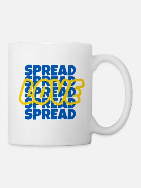 Spread Love Spruch in ukrainischen Landesfarben - Mugg - vit
