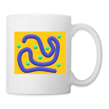 Abstrakte blaue Kurven mit mintfarbenen Punkten - Tasse - Weiß - Rechts